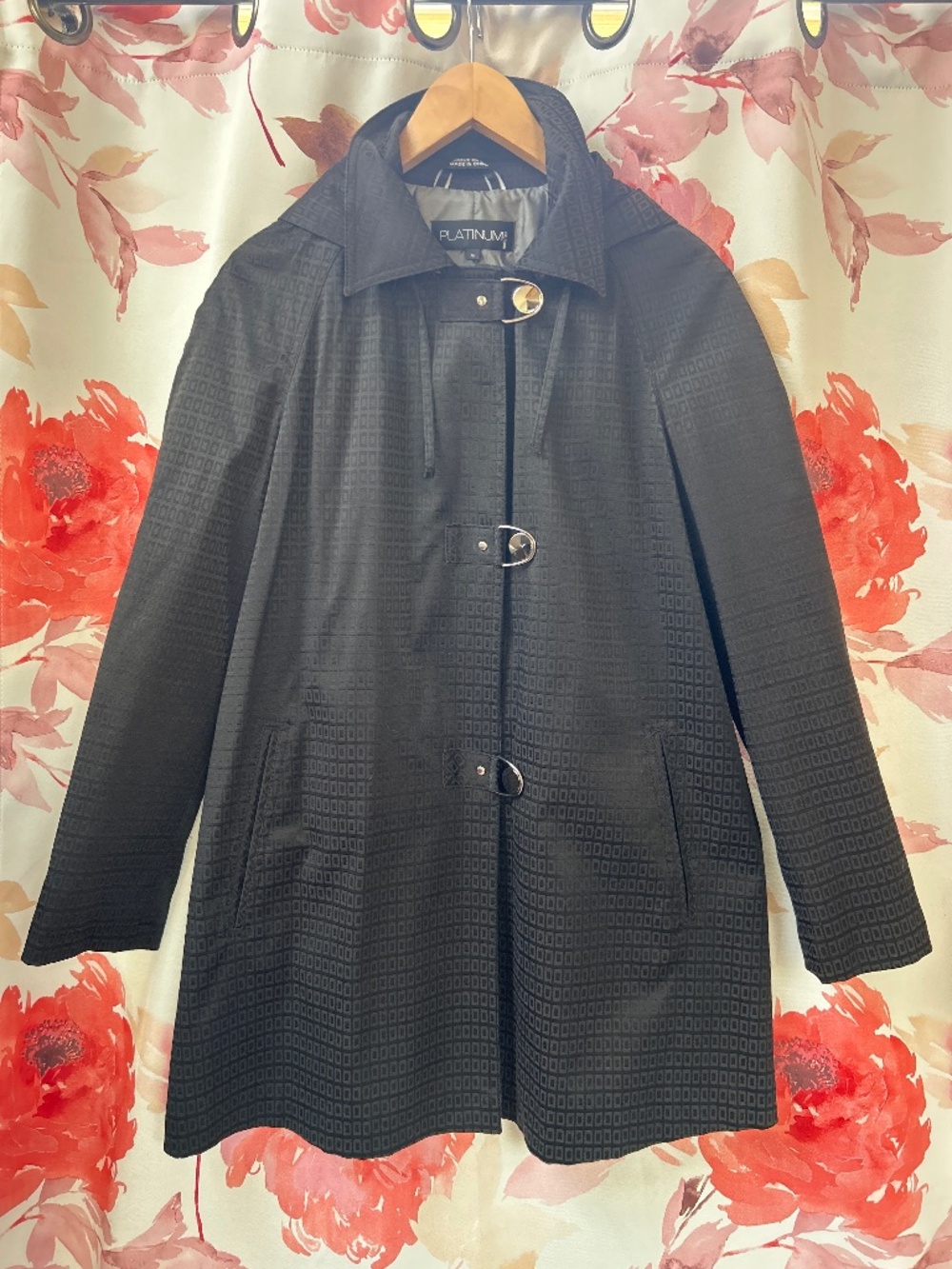 Black rain jacket with hood